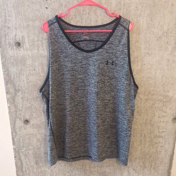 Under Armour Mens Large Heather Gray Tank Top Heatgear Gym Active Run Exercise - Picture 1 of 8